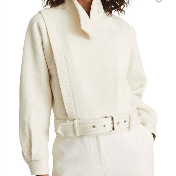 New Reiss Clara short biker jacket 10 ivory nwot - Picture 2 of 11